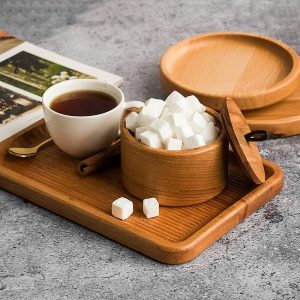 قندان چوبی با درب چرم
