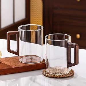 ماگ پیرکس دسته چوبی