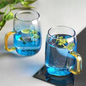 پک لیوان دوعددی آبی شفاف