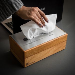 جا دستمالی رومیزی چوب و فلز